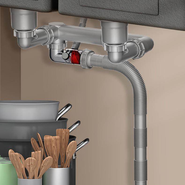 厨房后置超省空间双槽下水器下水道管防返水洗菜盆排水管组成套,家装主材,下水器,淘宝优惠券,粉丝福利购,淘宝优惠卷