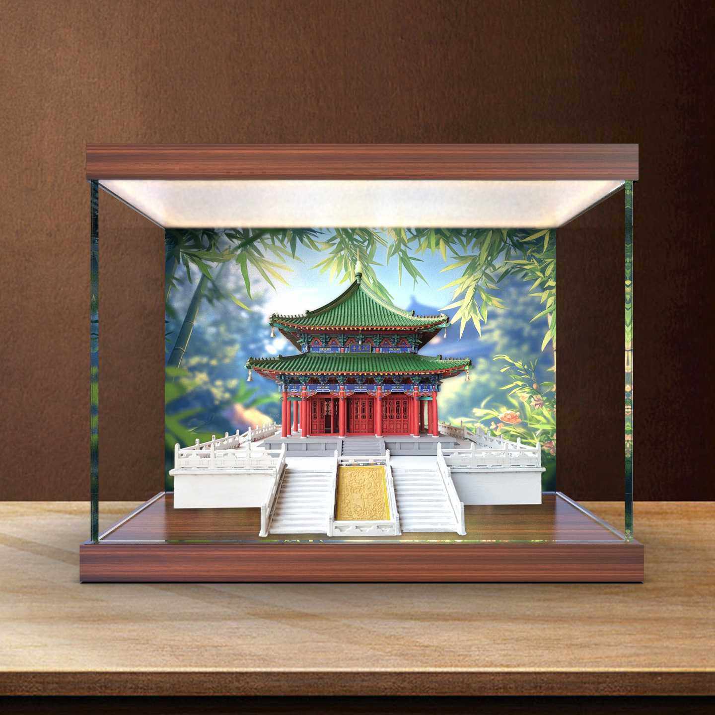 适用筑木沉香亭榫卯积木古建筑模型摆件亚克力灯箱款彩绘款收纳盒,收纳整理,手办收纳盒,淘宝优惠券,粉丝福利购,淘宝优惠卷