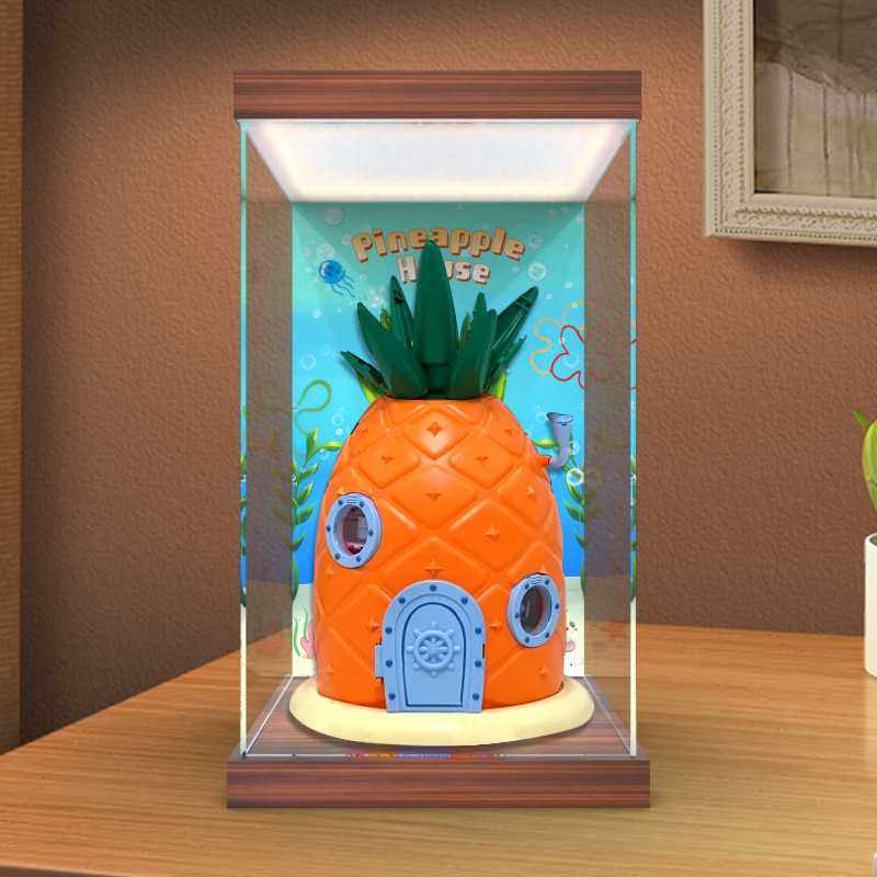 适用Areax砖区海绵宝宝菠萝屋闭合版模型灯箱款亚克力高清收纳盒,收纳整理,手办收纳盒,淘宝优惠券,粉丝福利购,淘宝优惠卷