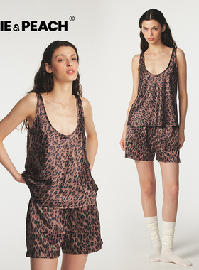 Impress me much初秋赞歌光泽豹纹女吊带短裤25秋季新款女士睡衣