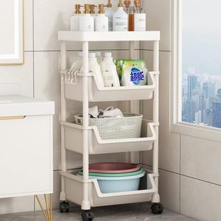 浴室置物架免打孔卫生间洗漱用品多层收纳落地架子带轮储物小推车