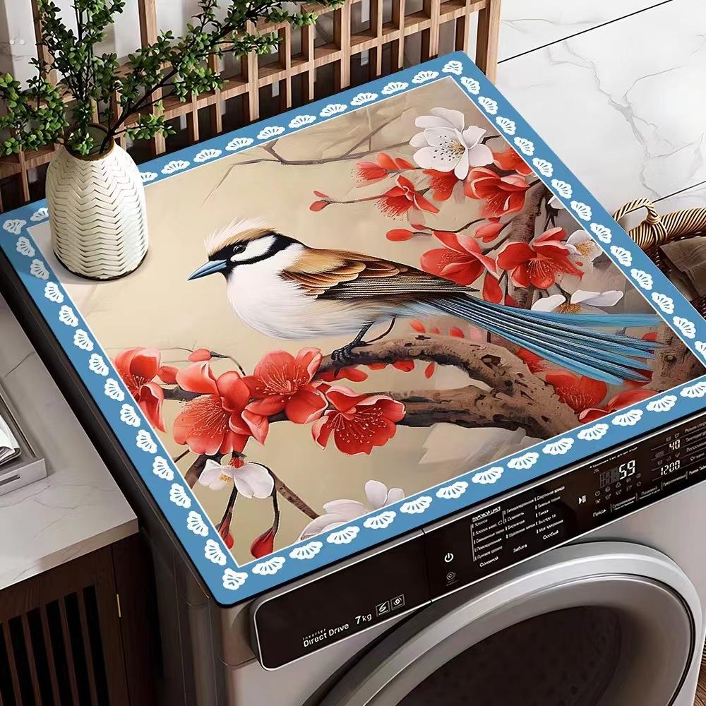 美式复古滚筒洗衣机盖垫防水防晒台面保护垫家用冰箱顶部防尘盖布