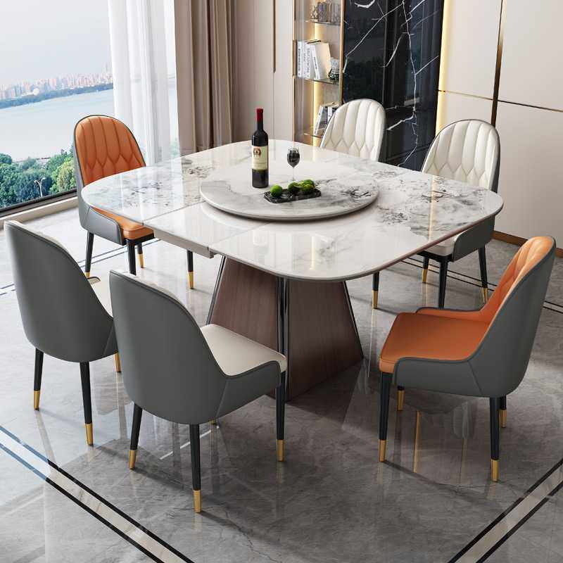 轻奢伸缩正方形岩板餐桌家用高端小户型餐桌带转盘电磁炉一体饭桌,住宅家具,岩板餐桌,淘宝优惠券,粉丝福利购,淘宝优惠卷