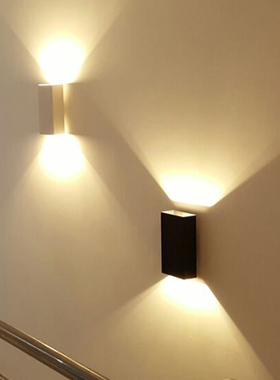 led简约现代户外防水双头黑色壁灯室外白色感应灯楼梯过道阳台灯