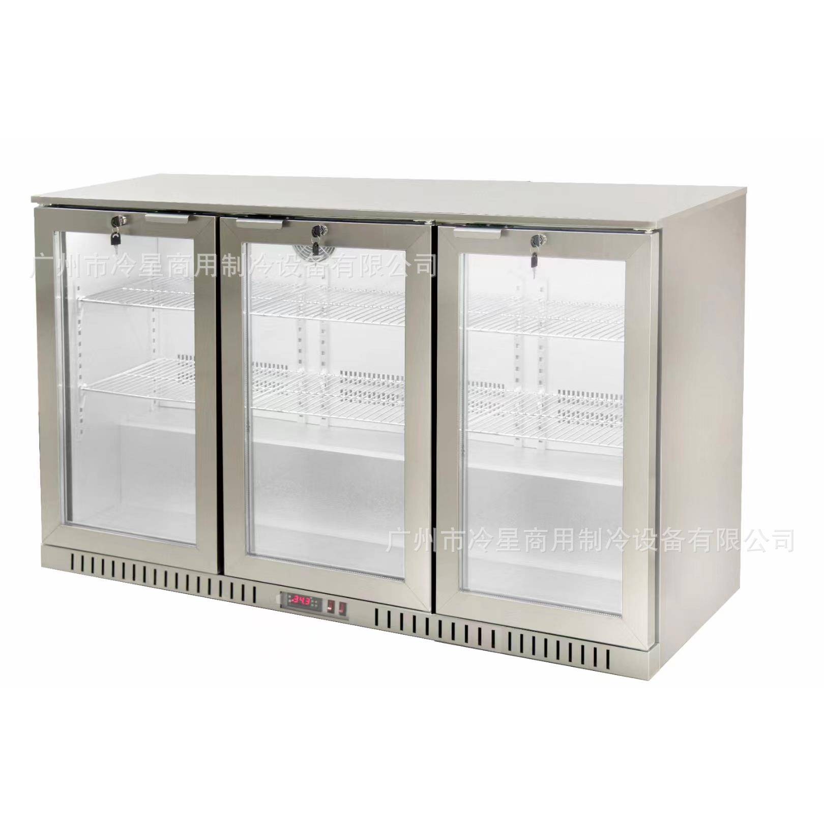 三门不锈钢嵌入式冰箱KTV酒水展示冰柜冷藏风冷保鲜柜110V60hz
