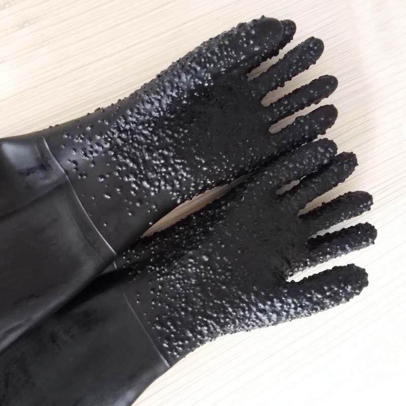 喷砂机专用加厚带耐磨橡胶手套喷砂手动光面乳胶防滑喷砂喷沙