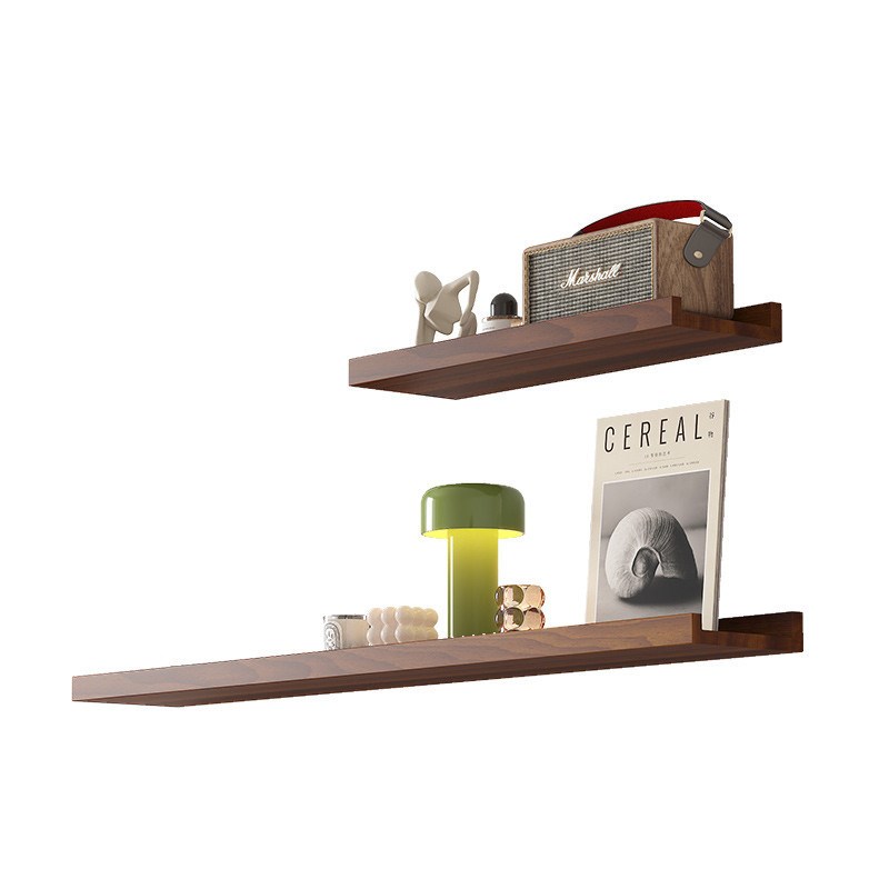 搁板实木墙上置物架简约风卧室一字隔板免打孔客厅餐厅分层展示架