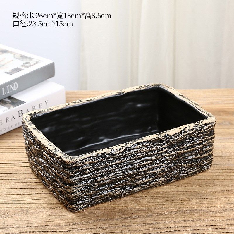 水仙花盆陶瓷大号无孔铜钱草碗莲仿石头盆多肉大口径水培