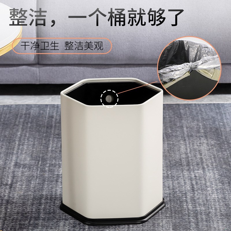 酒店客房商用大容量双层直投桶家用厨房不锈钢方圆无盖垃圾桶