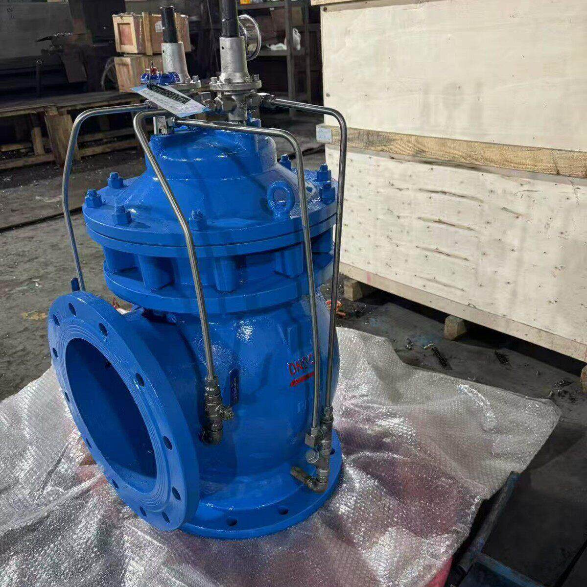 DN600大口径GA6700-10Q隔膜角式水击泄放阀球墨QT450铸铁法兰连接