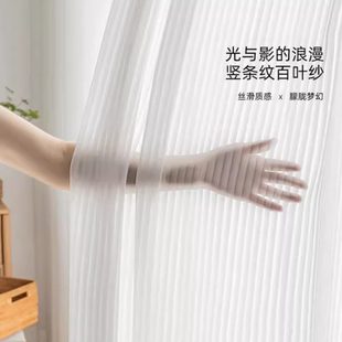 白色竖百叶纱帘遮光梦幻窗帘透光不透人阳台飘窗窗纱白纱 2024新款