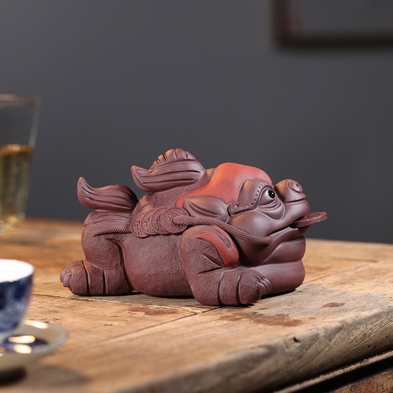 紫砂金蟾茶宠茶道茶桌蟾蜍精品茶具可养茶台茶道摆件高端茶玩茶虫