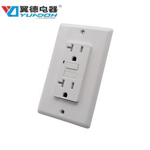 YuaDon/翼德美国认证家居装修带保护门GFCI插座15A带面板125V