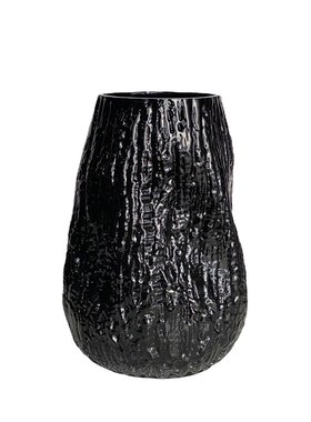 HJM-新款轻奢黑色树皮纹玻璃花瓶居家客厅阳台餐桌插花器软装摆件