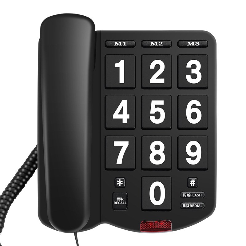 斐创有线老年人电话机座机来电大铃声大按键一键拨号听筒大声音
