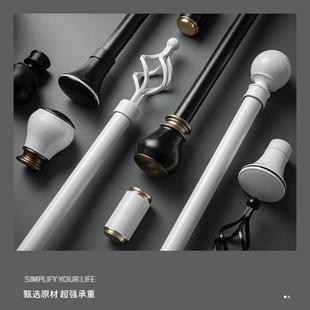 小清新筒头轻奢窗帘杆罗马杆铝合金加厚简约双杆静音支架单杆顶装