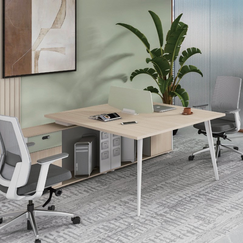 财务办公桌单人屏风员工位现代两人位带侧柜桌办公室桌子带柜卡座