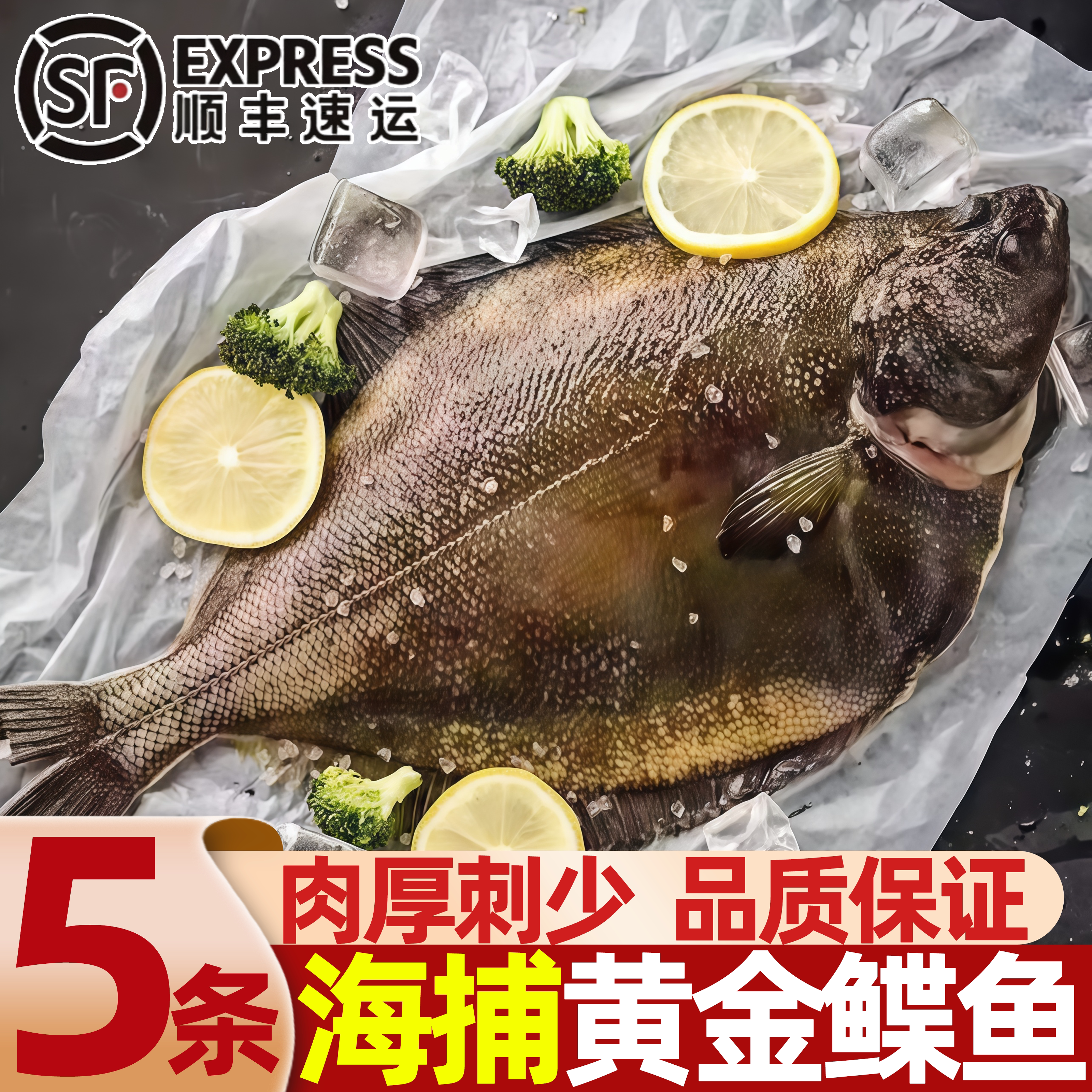 深海超大号黄金鲽鱼整条冷冻