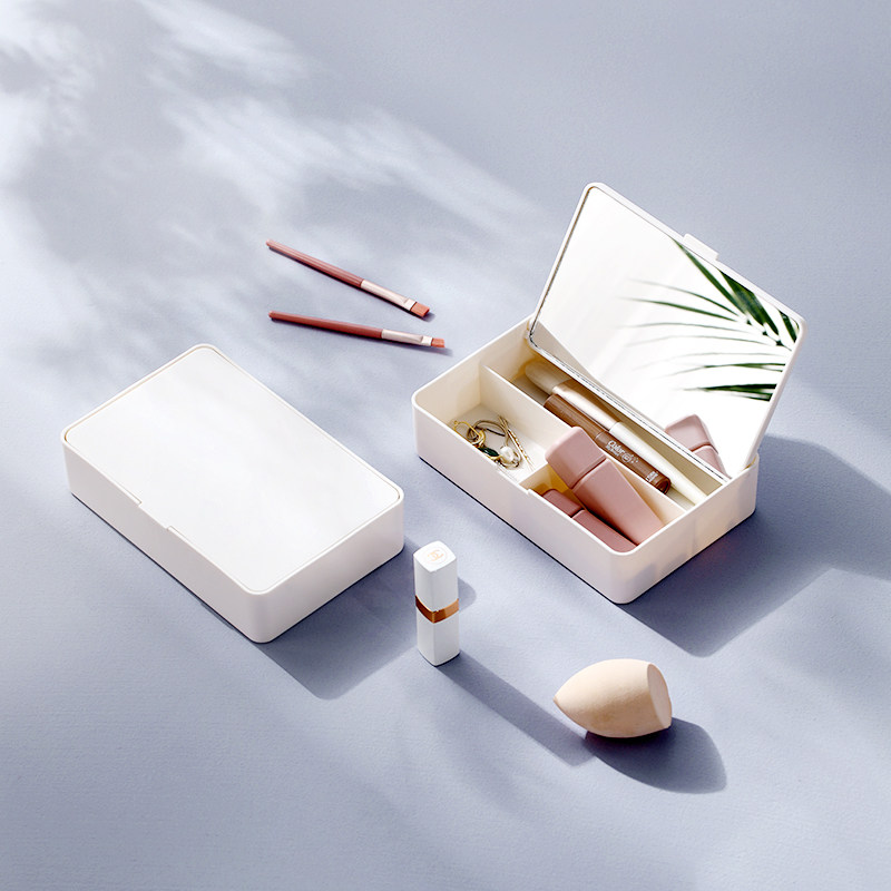 折叠化妆镜收纳盒小型梳妆台镜子