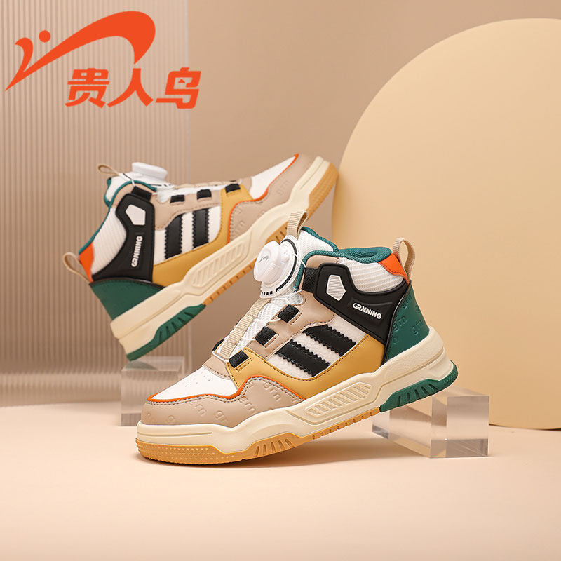 贵人鸟儿童鞋2025新款皮面单鞋男女童运动鞋百搭板鞋冬季加绒棉鞋