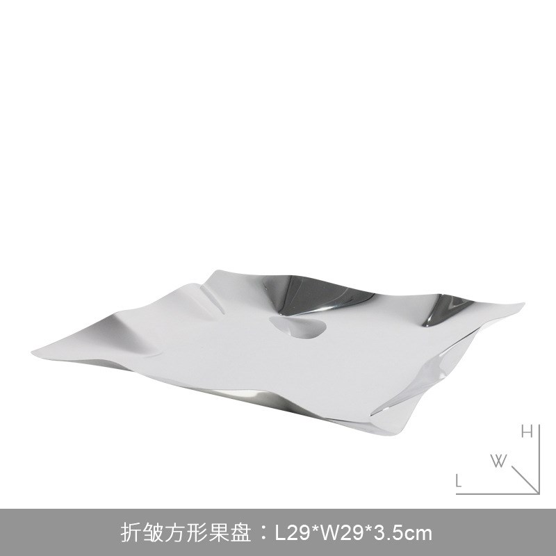 简约现代轻奢不锈钢收纳水果托盘样板房间家居餐桌茶几软装饰品