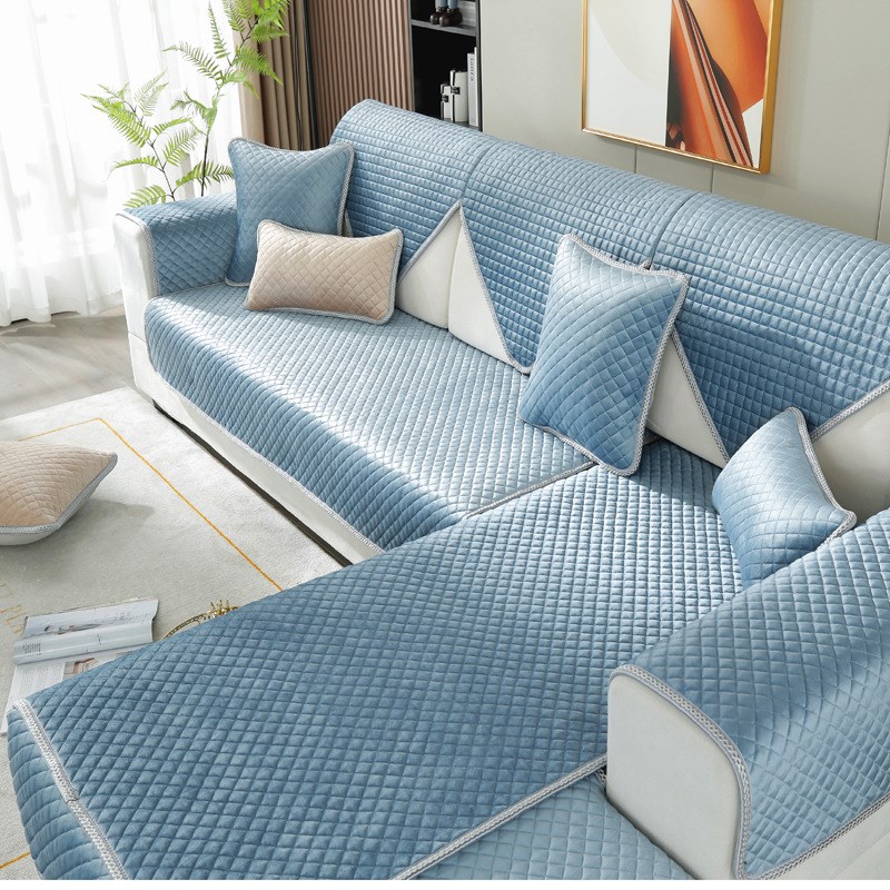 沙发垫冬季防滑短毛绒布艺皮沙发坐垫四季通用实木纯色沙发座垫子