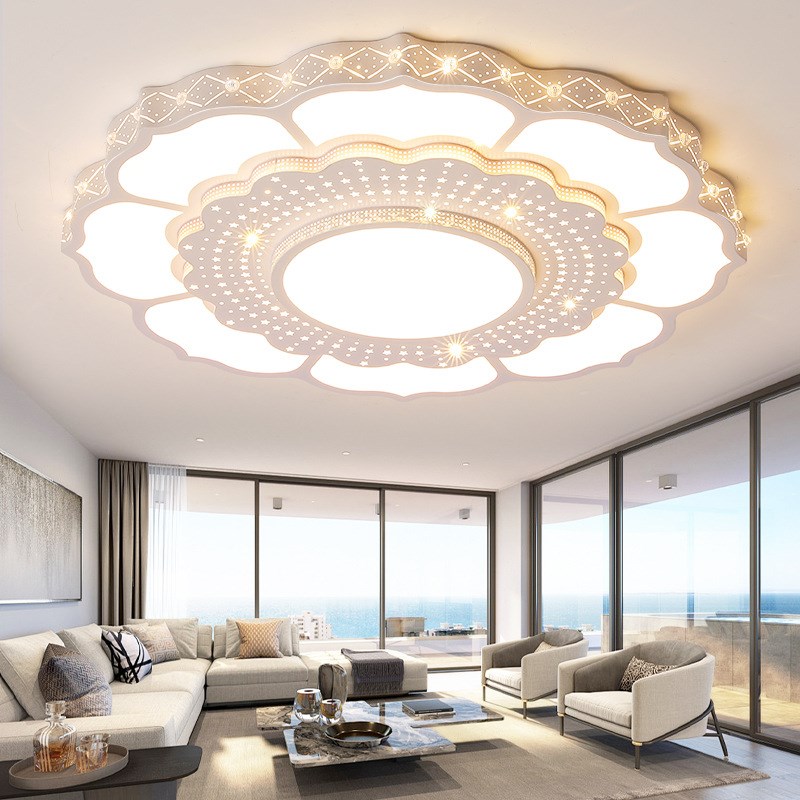 2024大客厅吸顶灯现代简约花形家用灯1.2米大气餐厅莲花灯2米