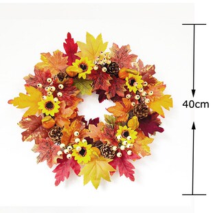 仿真植物南瓜向日葵对称枫叶花环门前挂饰居家气氛布置婚庆硕果花