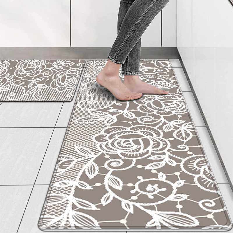 厨房地垫PVC发泡防水防油可水洗易地板打理防滑脚垫条纹餐厅