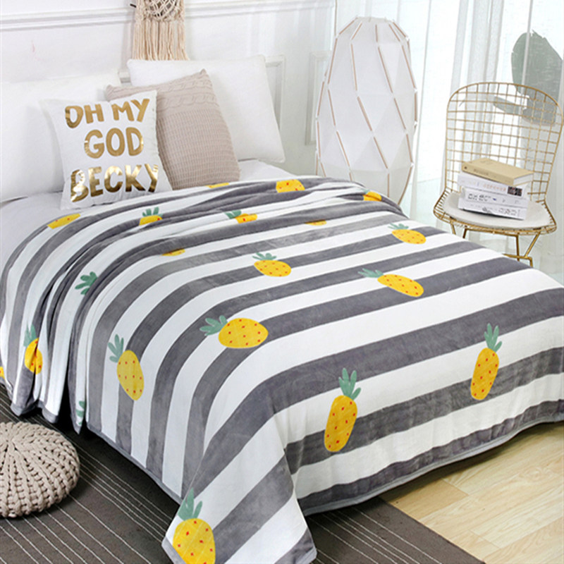 冬季加厚卡通图案法m兰绒毛毯床单人学生宿舍办公室午睡珊瑚绒毯