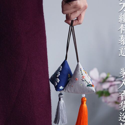 刺绣diye薰衣草香包汽车挂件古风绣花初学手工刺绣香囊diy材料包