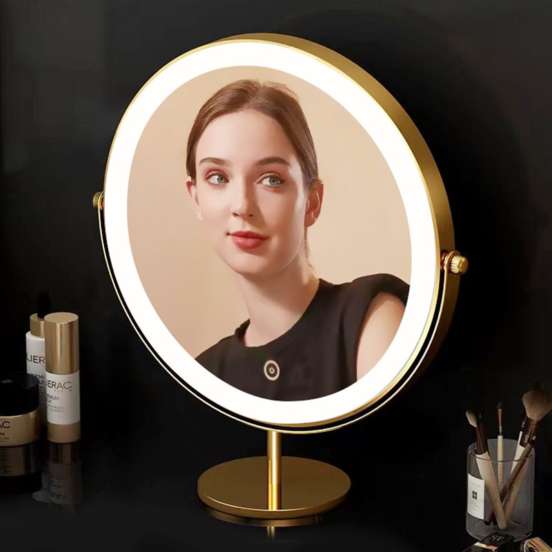 梳妆台化妆镜台式桌面带灯梳u妆镜家用智能美妆补光灯卧室led镜子