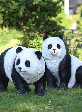 仿真熊猫雕塑幼儿园户外动物摆z件玻璃钢园林景观小品花园庭院装