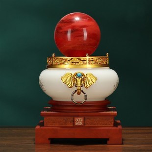 招财琉璃聚宝盆摆件聚财客厅办公室装 饰品公司店T铺开业礼品水晶