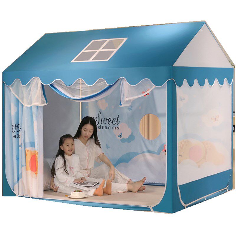 儿童床上帐篷尖顶矮蚊帐空调挡风C遮光隐私床帘女童男孩135定制