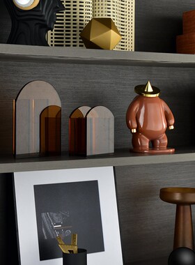 现代简约样板间书房摆件书柜软z装饰品组合套装客厅展厅道具仿真