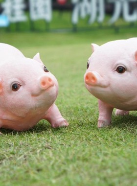 酒店公司小猪桌面。橱窗摆件办公桌造景图书馆柜台U展厅饰品景区