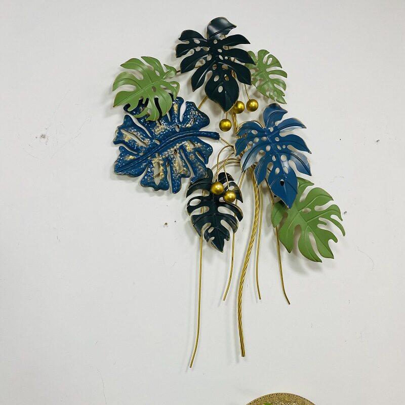 墙上壁挂墙饰客厅装饰墙面挂饰仿真植物花朵卧室铁艺金属轻奢挂件