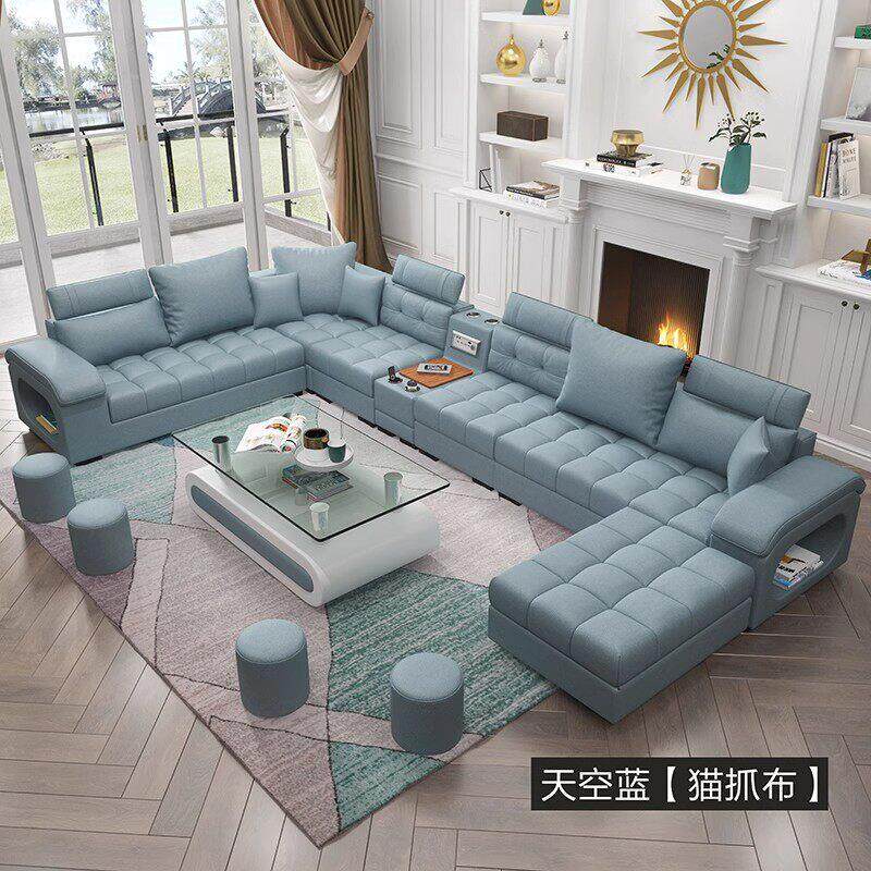 简约现客厅整装家俱组合U型大坪数科技布猫抓布新款布艺沙发