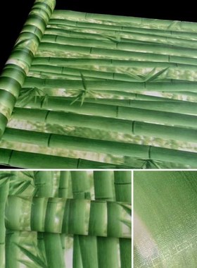 自粘pvc绿色柱子翠绿墙贴 茶楼森林中式餐厅过道玄关大自然壁纸