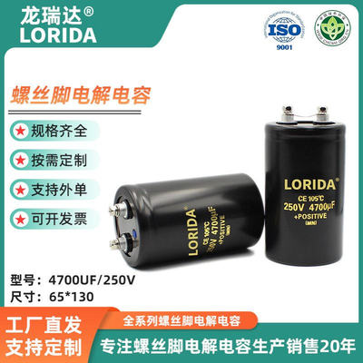 LORIDA螺丝角电容250V 2200UF 4700uf 10000UF/100V 螺栓型电解电