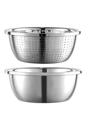 栢士德（BYSTON）聚宝盆两件套不锈钢套盆沥水盆+多用盆24cm+26cm
