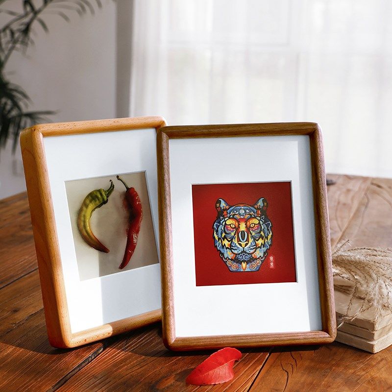 优选圆角实木相框摆台可挂墙6寸7寸8寸10洗照片做成相框定制榫卯