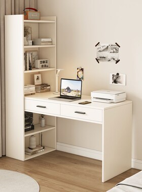 优选实木转角书桌书架一体桌学生家用学习电脑桌简约卧室梳妆台写