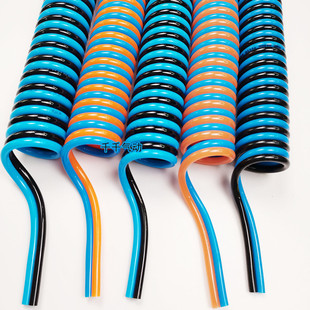 优选双排TPU高压气管聚氨酯并排双拼双色焊具耐磨螺旋伸缩弹簧气