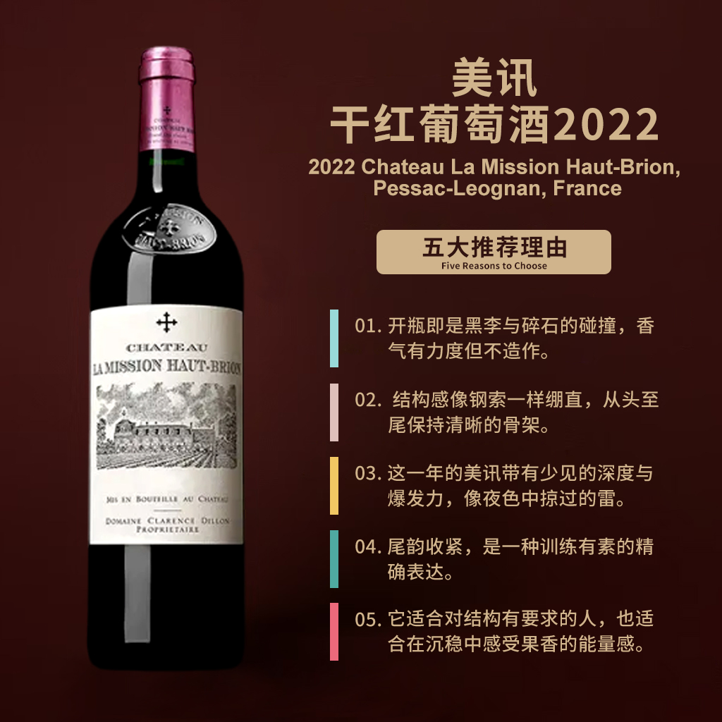 美讯庄园干红葡萄酒2022 Chateau La Mission Haut-Brion
