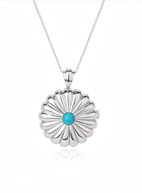 新款绿松石雏菊之镜长项链