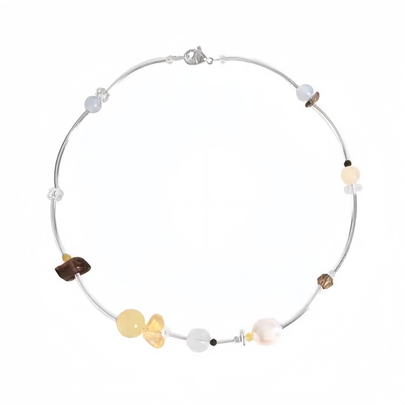 星河系列新款黄蓝水晶管珠项链