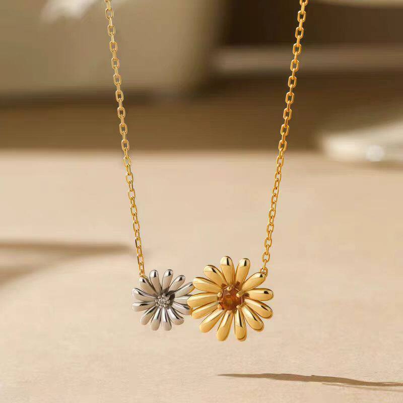 向日葵石榴石水晶项链