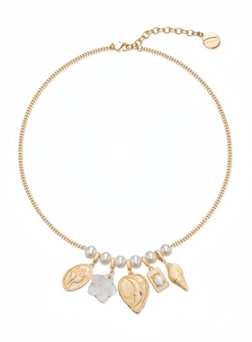 高级感度假风雕花珍珠项链